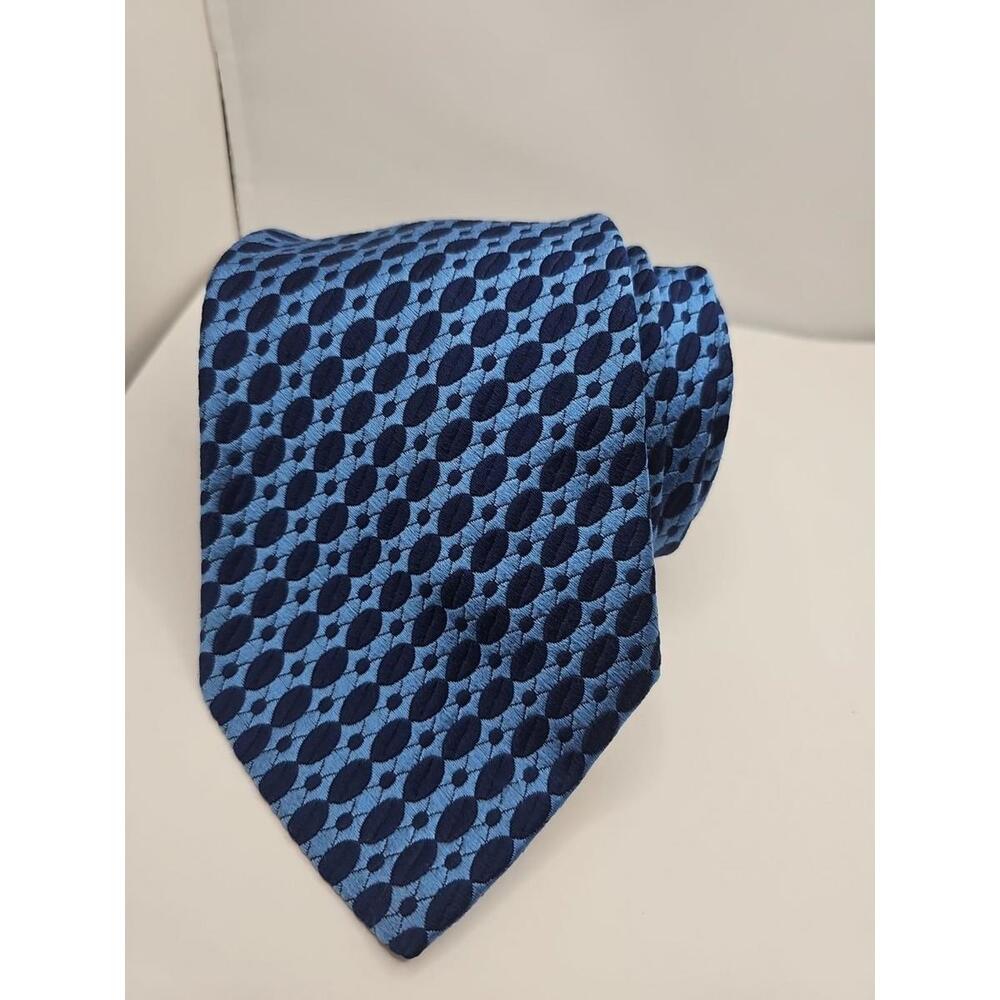 Christian Dior Men's Geometric Tie Blue 100% Silk Tie 4 x 57
